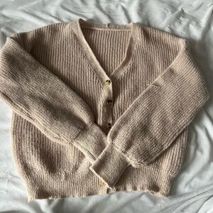 Cream Knit Cardigan with Buttons